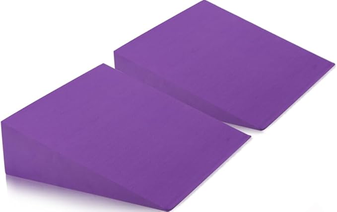 DEAYOU 2 Pack Yoga Foam Wedge, 13" EVA Foam Calf Stretch Slant Board for Lower Leg Strength Improve, Squat Wedge Incline Block for Workout, Exercise, Foot Heel Stretcher, Wrist Back Support (Purple)