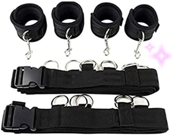 Classic Black Adjustable and Comfortable Linear Nylon Bedside Fitness Leg with Four Nylon Sleeves for Hand and Leg Strength Training - D2