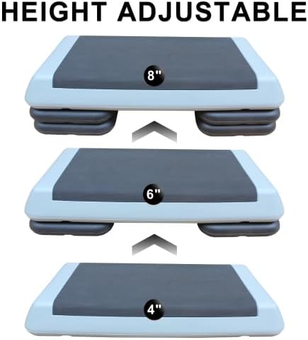 Aerobic Exercise Step Platform for Home Gym, 4 Stackable Risers -Adjustable Hight, Step Up Exercise Platform, Fitness Training Workout Stepper, Cardio Strength