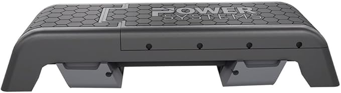 Power Systems Step Bench & Weight Bench | Aerobic Platform & Plyo Box for Cardio, Strength | Commercial Grade Full Body Home Gym Stepper with Adjustable Multifunctional Deck & Resistance Band Clips