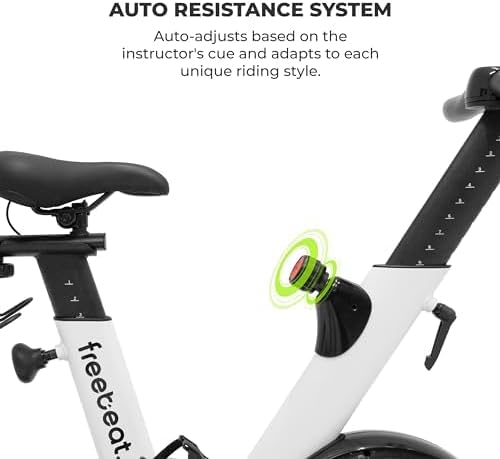 Freebeat Boom Basic Smart Indoor Cycling Bike, Swiss Design Space-Saving Exercise Bike for Home, Auto Resistance, Bluetooth, Gamified Rides with Expert Instructors
