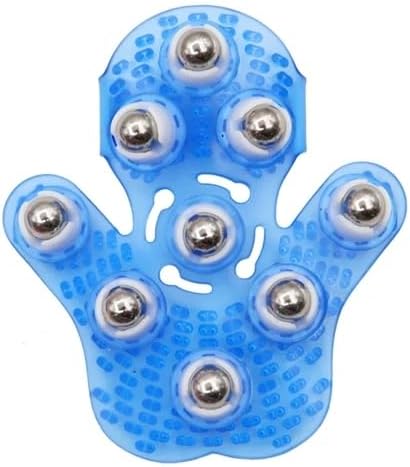 Roller Ball Body Massage Glove Anti-Cellulite Muscle Pain Relief Relax Massager for Neck Back Shoulder Buttocks Face Lift Tools (Blue)