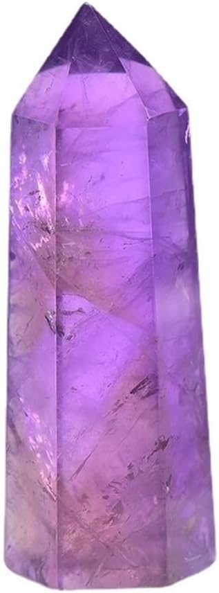 Meditation Home 1PCS Natural Purple Crystal Single Prism Pyrocrystalline Original Stone Meditation Cure Six Prism (Size : 8-9cm)