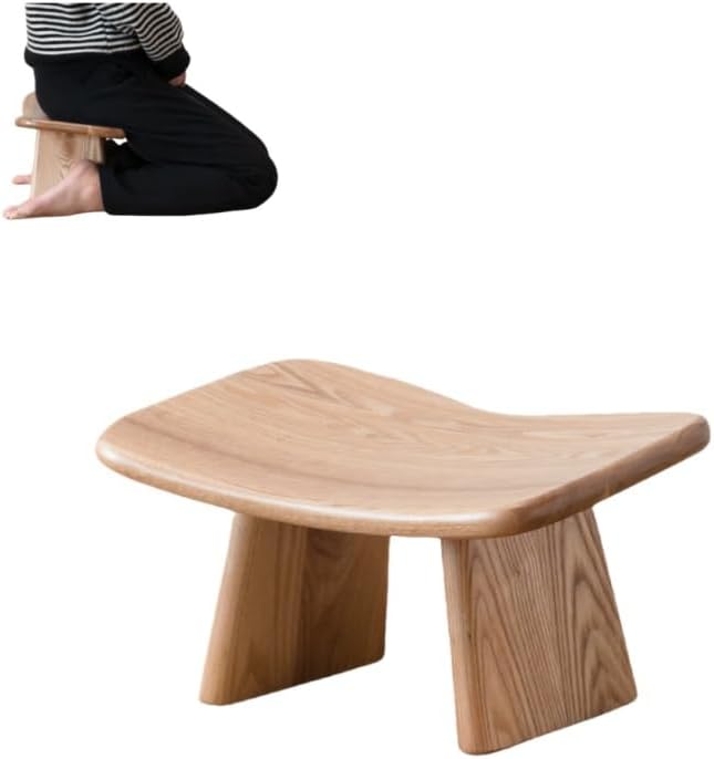 Luxurious Butterfly Meditation Bench Solid Oak Wood Wooden Kneeling Ergonomic Seiza Seat Yoga Stool Seiza Prayer Bench (Natural Finish)