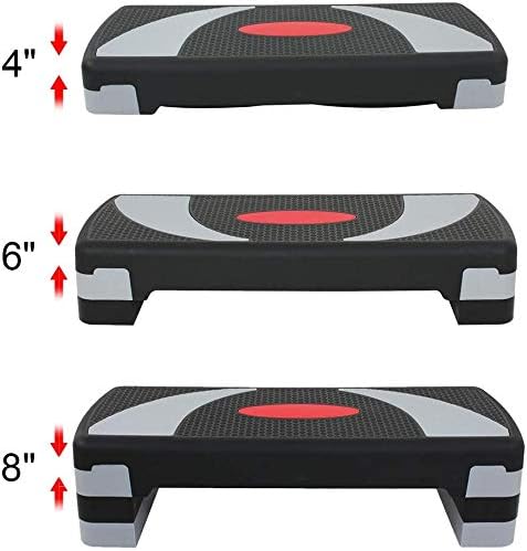 Smartxchoices 30'' Adjustable Workout Aerobic Stepper Fitness Step Platform 4" - 6" - 8" Exercise Aerobic Platform Stepper w/Risers for Home Gym … (Set of 2)