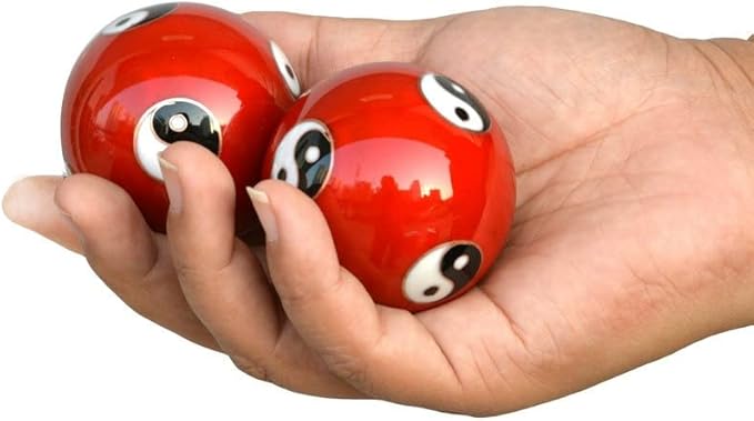 JapanBargain, Set of 2 Chinese Baoding Balls Hand Exercise Therapy Balls Stress Reliefe Balls, (Red)