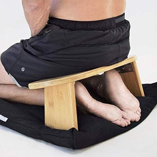 Meditation Bench with Carry Bag, Bamboo Finish, Low Seat, Alternative to Kneeling Meditation Cushion for Yoga, Prayer and Meditation