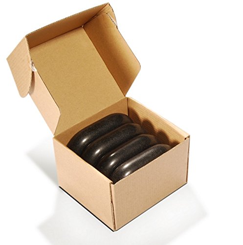 Master Massage Extra Large Flat Ovular Basalt Massage Stones – 4-Piece Set (4.5" x 3" x 1.1") for Professional Therapy and Relaxation