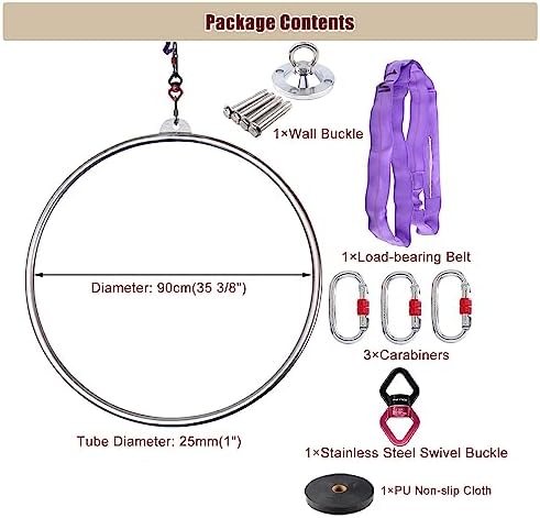 Beginners Hoop Dance Suspension Trainer Metal, Kids Adult Aerial Hoop Stand Kit, Weight Loss/Shape/Exercise Yoga Hoop Yoga Ring
