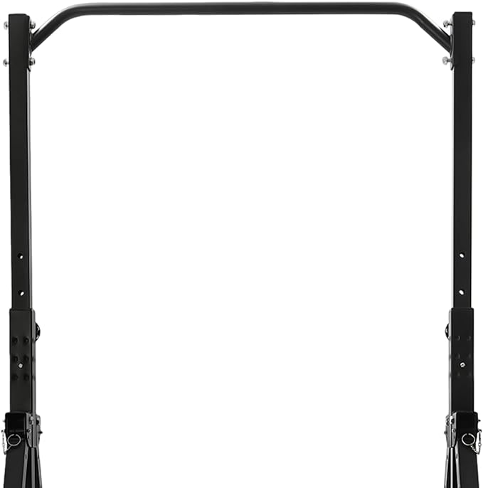 Foldable Pull Up Bar Stand, 440LBS Capacity Multifunction Triangular Structure Pull Up Station Home Gym Strength Training Workout Equipment with Adjustable Height for Pull-Ups Dips Push-Ups & More