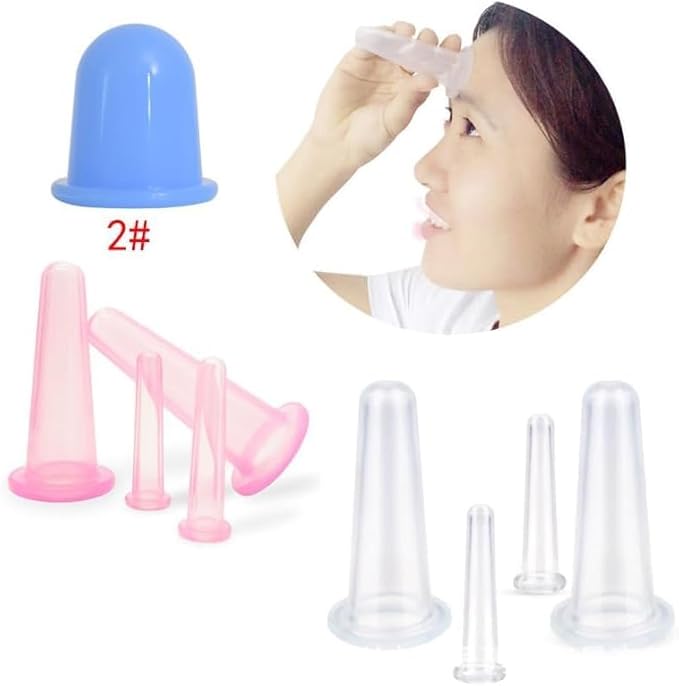 4Pcs Massage Cupping Set Silicone Mini Facial Cups Face Massager Helper Skin Care Neck Back Eyes Massaging Cup Safe to Use, Don't Worry About Burns Health Care Products, Massage Tools (Purple)