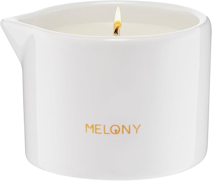 MELONY Massage Candle | Gentle Softening for Nourished, Hydrated, Balanced Skin (Amber Vanilla 130 g / 4.5 oz)