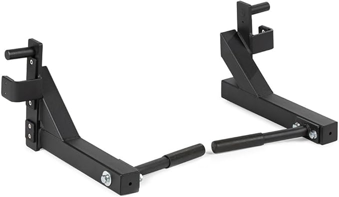 Titan Fitness T-2 Series Dip Bars, J-Hook Power Rack Mounted Attachment, 24" Handle Spread, 880 LB Capacity for Chest. Shoulder, & Arm Strength Training
