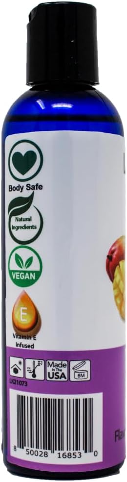 Lick Peach Mango Flavored Massage Oil – Juicy Tropical Blend Edible Massage Oil with Vitamin E, Lightweight Smooth Glide for Couples Massage & Sensory Play, 4 oz