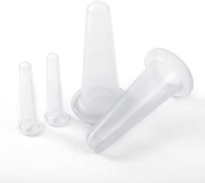 Jowxsx 4Pcs Transparent Massage Cupping Set Silicone Mini Facial Cups Face Massager Helper Skin Care Neck Back Eyes Massaging Cup Safe to Use, Manual Back Massagers, Massage Tools
