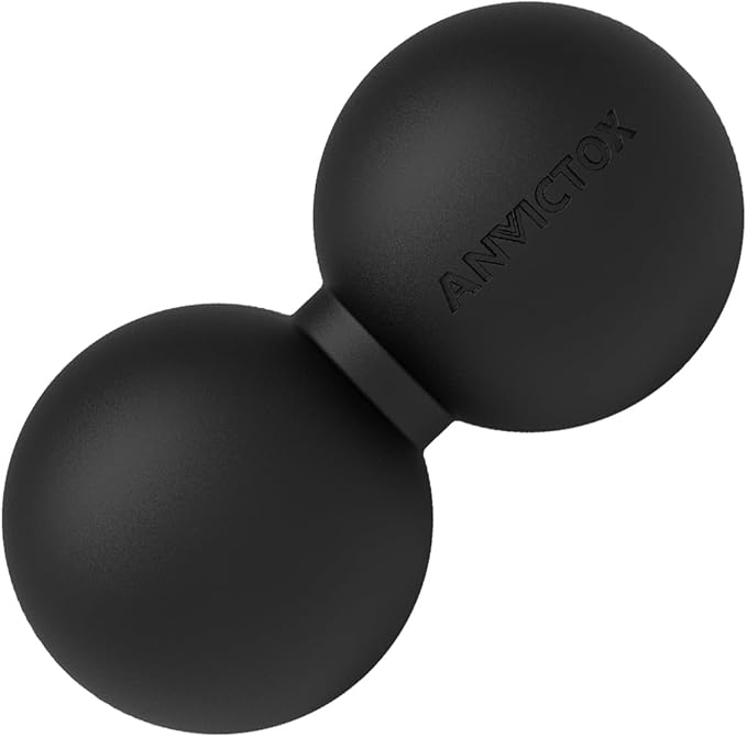 Peanut Massage Ball,Double Lacrosse Ball for Neck Sore Muscles,Medium Density Myofascial Release Massager Ball for Deep-Tissue Massage Muscle Knots Yoga Therapy(Black)