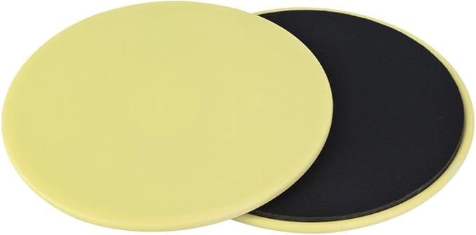 Core Sliders Exercise Discs, 2-Pack Yellow Fitness Sliders for Home Gym, Yoga, Pilates, Full Body Workout on Wood, Carpet, Tile