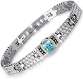 RainSo Women's Bracelet Enique Blue Gemstone Design Magnetic Bracelets for Women Wristband with 3 Smarter Buckle Adjustable with Gift Box