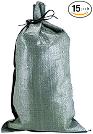 Polypropylene Olive Drab Rugged Sandbag | 14 Inches by 26 Inches | Pack of 15 | Military Grade | Protects Homes & Businesses From Flooding | Sand Bags Trusted by US Military & Red Cross