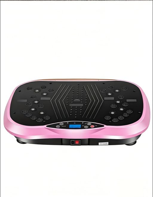 Vibrating Platform Fitness Machine, Full-Body Workout Trainer, with LCD Screen, Pink.