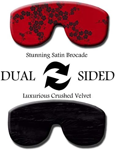 Handmade Weighted Sleep Eye Mask Yoga Pillow - Flax Seed Fill - Unscented - Red Moon Bloom - TEMF-RB