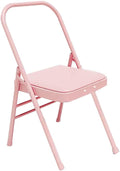Pilates Yoga Chair,Iyengar Auxiliary Chair,Yoga Auxiliary Chair Backless Yoga Chair Anti-Slip,Stable with Non-Slip Feet Covers,Metal Folding Chair,Pink-Routine