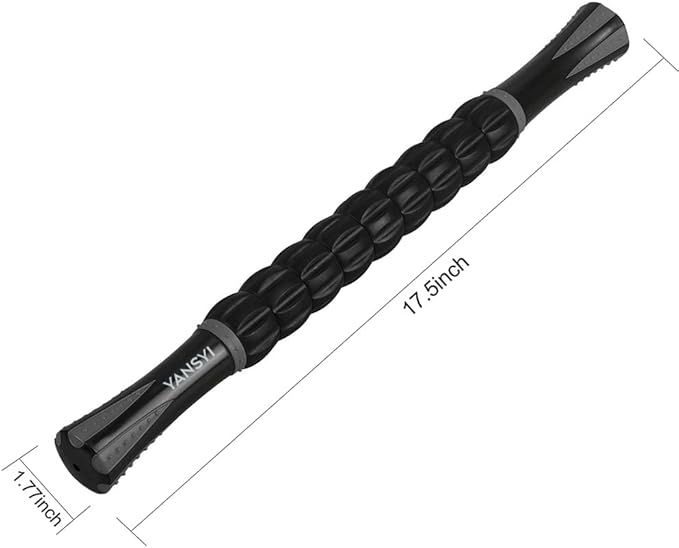 YANSYI Deep Tissue Massage Stick Professional Muscle Recovery Roller - 9-Roller for Post-Workout Soreness, Leg & Back Pain Relief - Portable Physio Tool for Athletes (Gray)