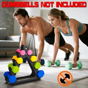 4-Tier Dumbbell Rack for 1-15 lb Weights, Holds 5 Pairs Space-Saving Sturdy A-Frame Stand for Home Gym, Weight Rack for Women's Dumbbell Set (Dumbbell Rack Stand Only)