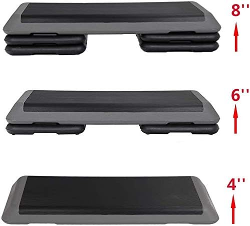 HOMGARDEN Adjustable Fitness Step Platform 43" Gym Aerobic Training Stepper w/4 Extra Risers,Home&Gym Workout Equipment for Cardio