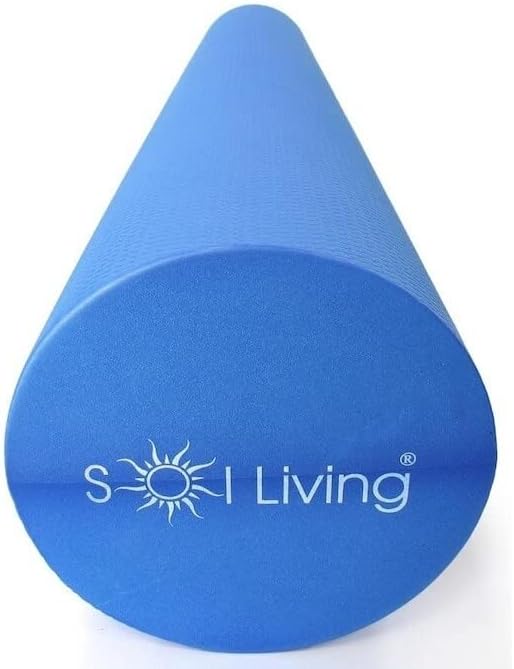 Sol Living High-Density Foam Roller - for Muscular Relaxation, Workouts & Physical Therapy - Stretch, Massage and Relieve Tension in Muscles - Firm & Durable - Blue, 36" x 6"