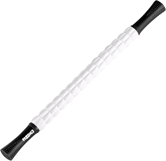 Muscle Roller Massage Roller Stick- Deep Tissue Fascia Blaster for Myofascial Pain Relief, Lymphatic Drainage & Body Sculpting, Handheld Physical Therapy & Recovery Tool (Black White-24 inch)