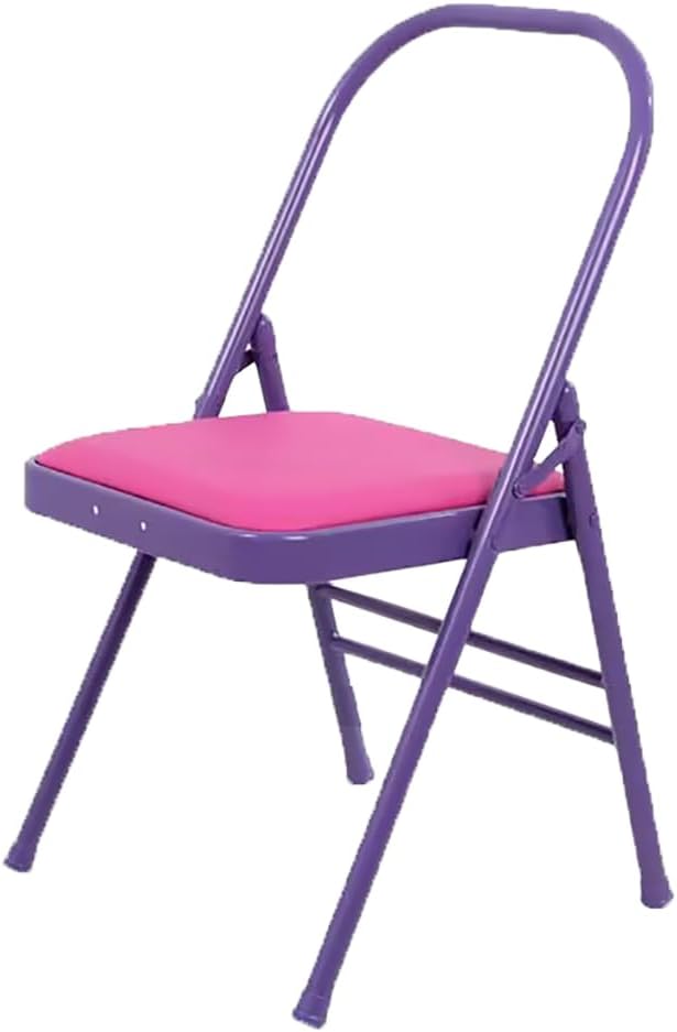 Pilates Yoga Chair,Professional Iyengar Auxiliary Chair,Hardened Thick Yoga Folding Chair,Solid Anti-Slip,Foldable and Portable Backless Chair,Purple-Yoga Chair (Without Waist Drag)
