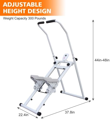 Home Foldable Stair Stepper Machine - Vertical Climber for Full Body Workout, 265 lbs Capacity w/LCD Display & Adjustable Handlebar, Compact Home Gym Equipment for Legs, Abs, Cardio