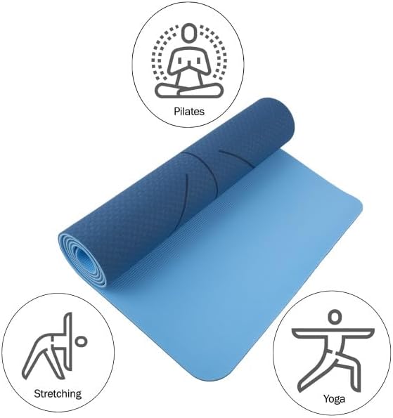 Non-Slip Yoga Mat with Alignment Marks – Lightweight Exercise Mat with Carry Strap for Home Workout or Travel by Wakeman Outdoors