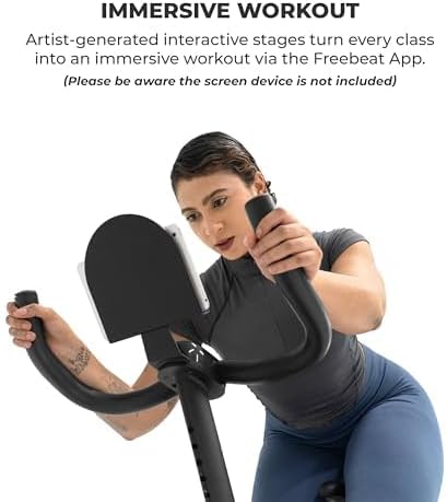 Freebeat Boom Basic Smart Indoor Cycling Bike, Swiss Design Space-Saving Exercise Bike for Home, Auto Resistance, Bluetooth, Gamified Rides with Expert Instructors