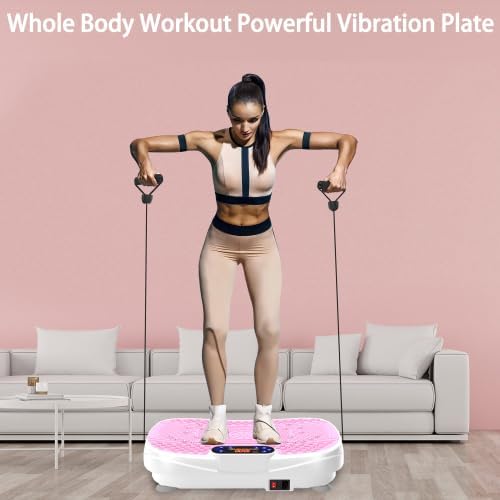 New Vibration Plate Exercise Machine -130 Level Full Body Workout Vibrating Plate for Lymphatic Drainage Weight Loss, 450 Lbs Capacity,Shake Fitness Platform with Resistance Bands Bluetooth