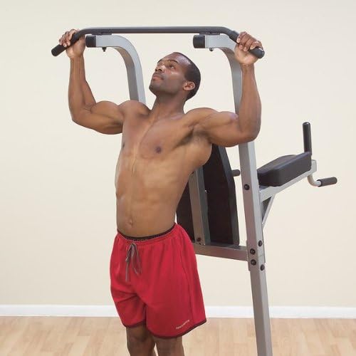 Body-Solid GVKR82 Multi-Function Power Tower With Vertical Knee Raise, Dip Station, Push-Up station, and Pull-Up Station Featuring A Narrow and Wide Grip