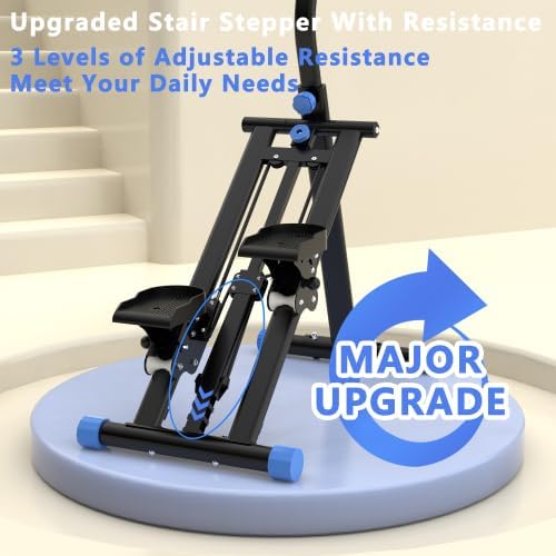 Home Foldable Stair Stepper Machine - Vertical Climber for Full Body Workout, 265 lbs Capacity w/LCD Display & Adjustable Handlebar, Compact Home Gym Equipment for Legs, Abs, Cardio