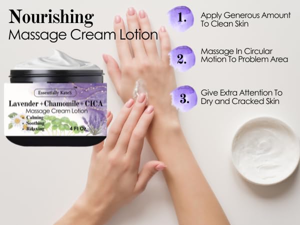 Essentially KateS Lavender + Chamomile + CICA Cream Lotion 4 Fl Oz - Calming, Soothing, Relaxing, Hydrating.