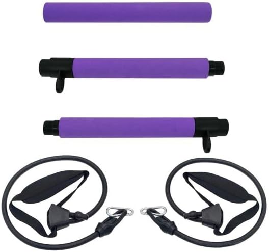 Generic Pilates Bar Kit with Resistance Bands,3-Section Pilates Bar with Stackable Bands Workout Equipment for Legs,Hip,Waist and Arm,Exercise Fitness Equipment for Women & Men Home Gym Yoga Pilates