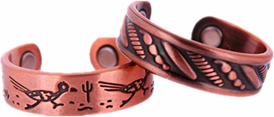2PCS Copper Magnet Ring for Women Men Magnetic
