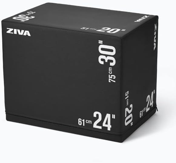 ZIVA 3-in-1 Plyo Box – Premium High-Density PE Foam or PU Wood-Foam Jump Box with Non-Slip PVC Cover – Commercial-Grade Plyometric Platform for Jump Training, Step Workouts & Home Gym (20x24x30")