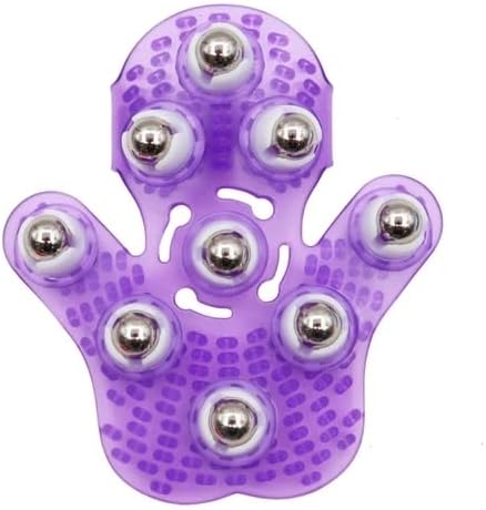 Roller Ball Body Massage Glove Anti-Cellulite Muscle Pain Relief Relax Massager for Neck Back Shoulder Buttocks Face Lift Tools (Purple)