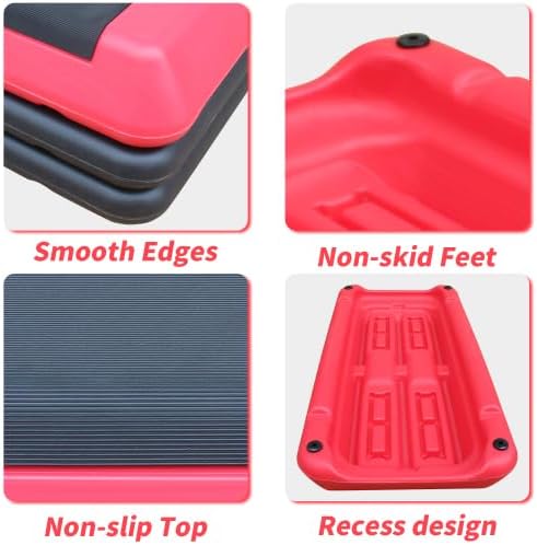 Aerobic Exercise Step Platform for Home Gym, 4 Stackable Risers -Adjustable Hight, Step Up Exercise Platform, Fitness Training Workout Stepper, Cardio Strength