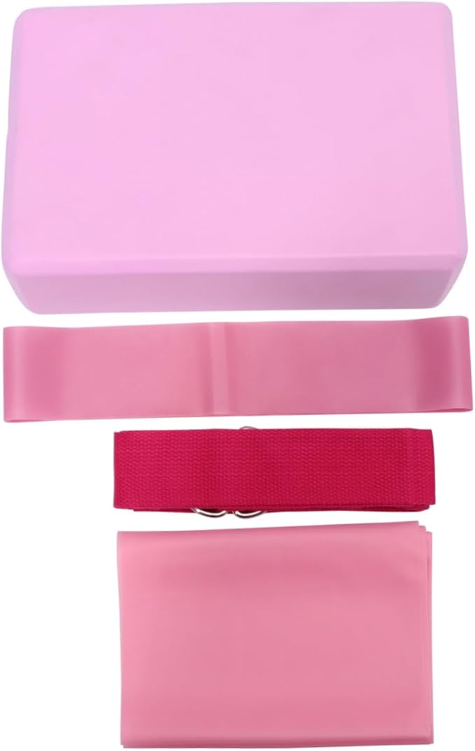 Kisangel 4pcs Yoga Tool Kit Resistance Ring Stretch Band Latex Pull Towel and Yoga Brick for Home Gym Workouts and Fitness Enthusiasts