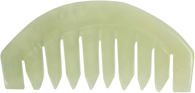 Janedream Jade Stone Gua Sha Comb Traditional Massage Tools for Scalp Head Hair Facial Manual Scalp Massagers with Acupuncture Head Therapy Trigger Point Treatment