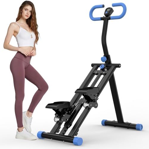 Home Foldable Stair Stepper Machine - Vertical Climber for Full Body Workout, 265 lbs Capacity w/LCD Display & Adjustable Handlebar, Compact Home Gym Equipment for Legs, Abs, Cardio