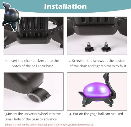 Heavy-Duty Yoga Ball Chair, Ideal for Core Muscle Strengthening, Exercise, and Physical Therapy; Suitable for Office and Home Fitness.