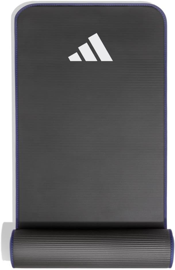 adidas 10mm Extra Thick Training Mat with Carrying Strap and Non-Slip Textured Base - Cushioned Workout Mat for Home Gym, Floor Workouts, and Intense Exercises - Portable and Durable