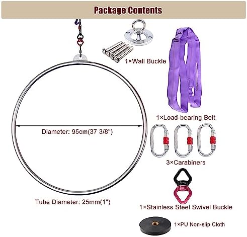 Beginners Hoop Dance Suspension Trainer Metal, Kids Adult Aerial Hoop Stand Kit, Weight Loss/Shape/Exercise Yoga Hoop Yoga Ring